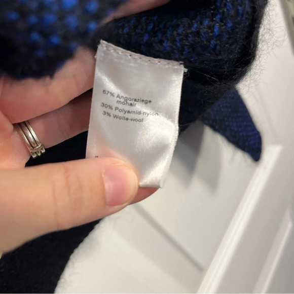 AKRIS Punto Women's Navy Blue Zip Up Jacket Mohair Blend Luxury Sweater Size 8 - Picture 11 of 16